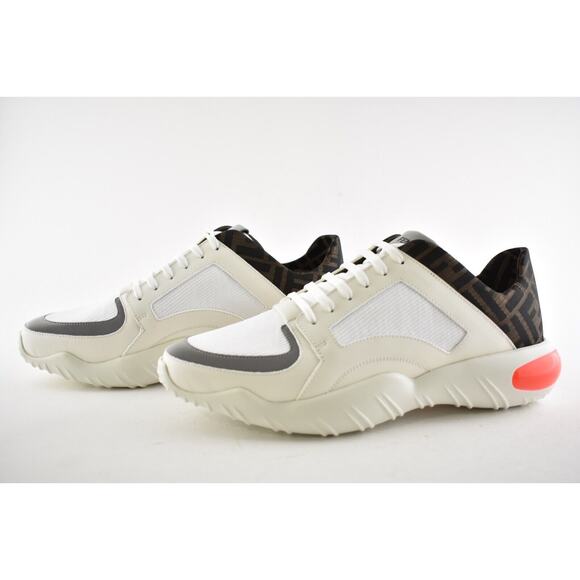 Fendi Mens White FF Technical Fabric Logo Sneaker Flat Trainer UK 8.5 US 9.5 - Picture 9 of 11